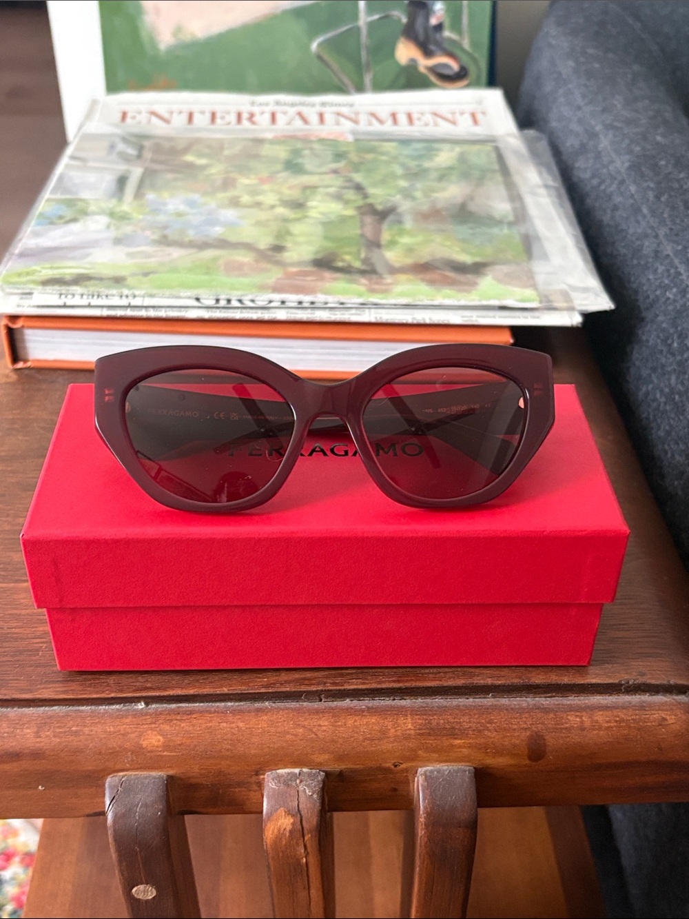 Salvatore Ferragamo Women's Dark Burgundy Cat-Eye Sunglasses